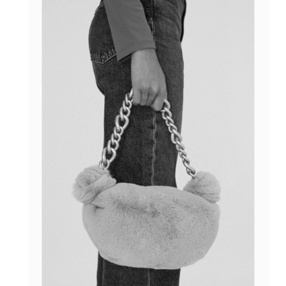 Zara Bags Zara Faux Fur Gold Chain Strap Shoulder Bag Poshmark